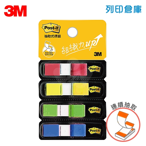 3M 683-4CD 利貼可再貼 連續抽取式 繽紛指示標籤貼 12x44mm (33張x4色)