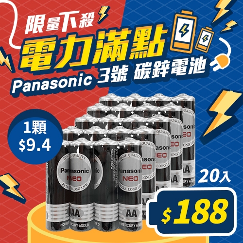 Panasonic國際牌 3號 碳鋅電池4入 - 5組