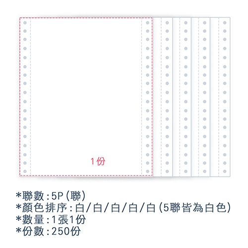 【電腦連續報表紙】 80行 9.5*11*5P 全白/ 雙切 全張 /超值組3箱(足量225份/箱)