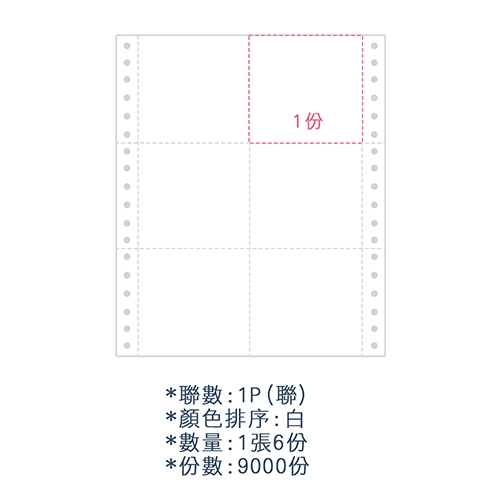 【電腦連續報表紙】 80行 9.5*11*1P 全白 / 雙切 中二刀 直一刀 / 超值組1箱