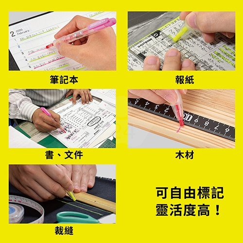 【日本文具】KUTSUWA HI LINE Neon Pitsu PA020PK 按壓式螢彩光色蠟筆 螢光粉