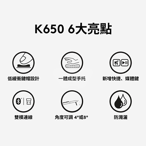 Logitech羅技 K650 無線鍵盤 (藍芽/USB接收器) 黑