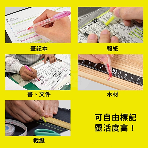 【日本文具】KUTSUWA HI LINE Neon Pitsu PA020YE 按壓式螢彩光色蠟筆 螢光黃