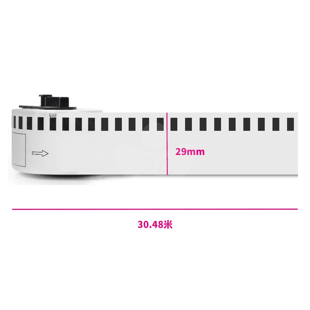【COLOR24】for Brother DK-22210 紙質白底黑字連續相容標籤帶 (寬度29mm)