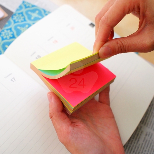 N次貼 3X3 四色循環便條紙單包 模造黃+綠色+藍色+粉色  (100張/本)  - 61164